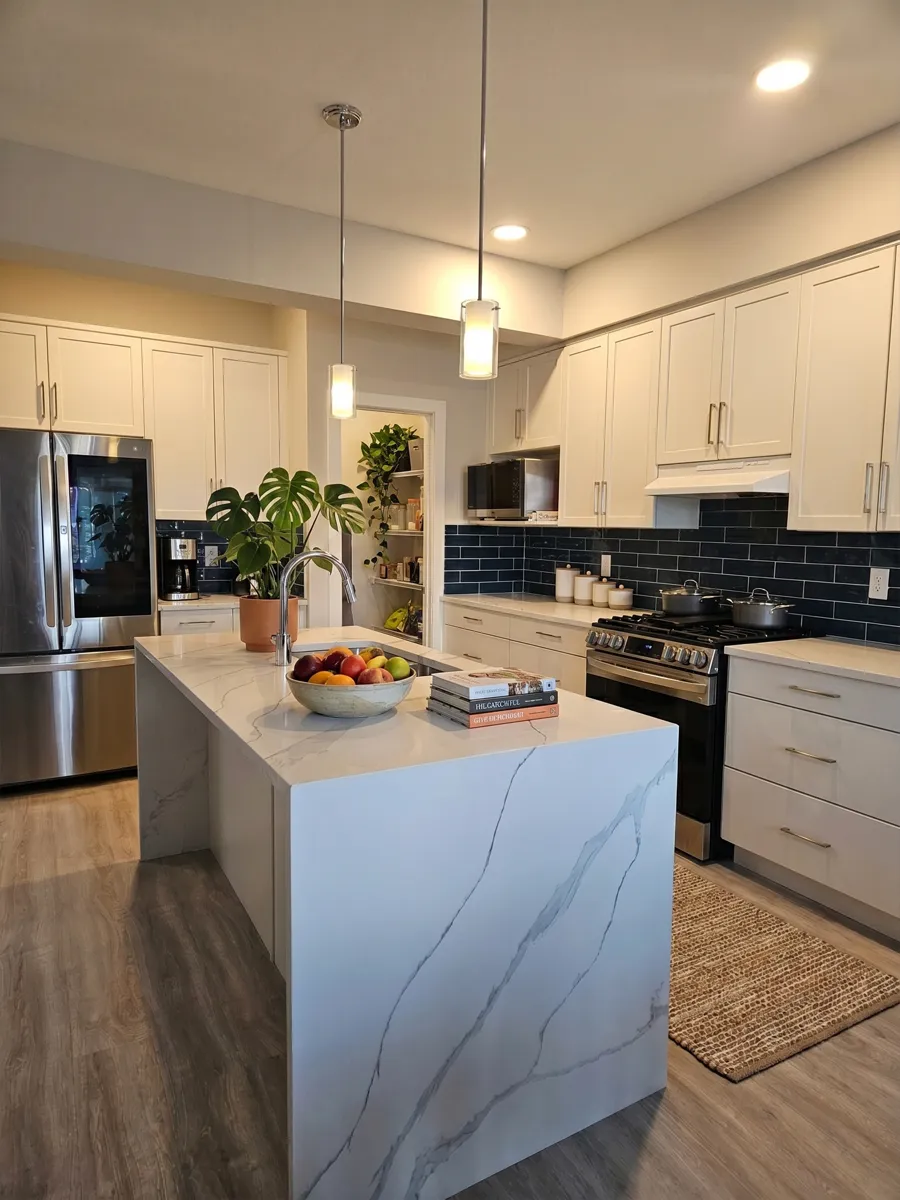 Kitchen quartz countertop detail